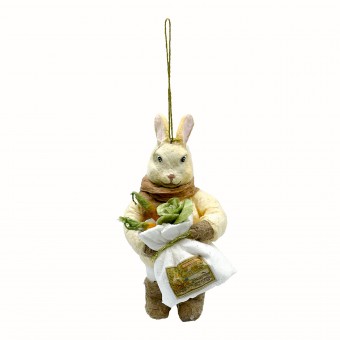 «Зайчик с мешочком морковки» ватная игрушка ручной работы